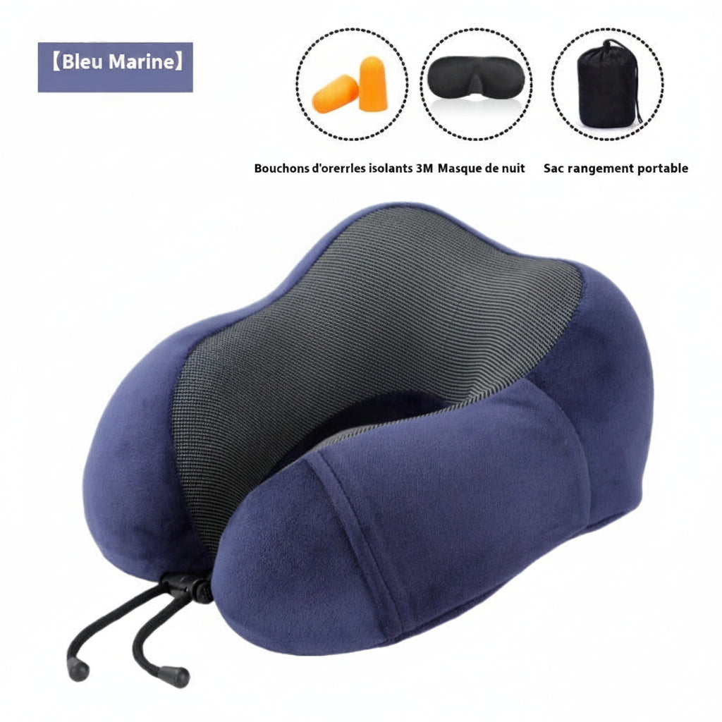Kit voyage sommeil japonais — oreiller cervical en U mémoire de forme masque nuit bouchons oreilles — Yasumi Market France